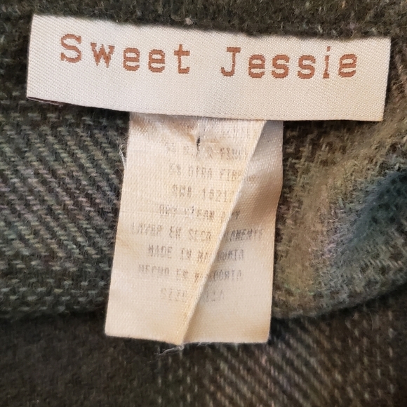Sweet Jessie Vintage Tartan Fringe Shacket Jacket Wool Blend Medium Kelly Green - Picture 8 of 14